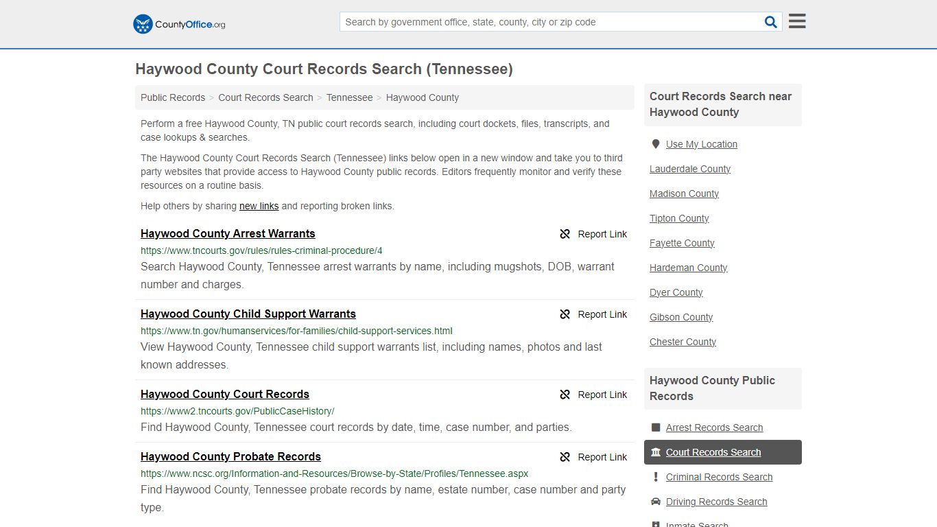 Haywood County Court Records Search (Tennessee) - County Office