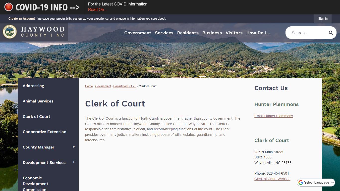 Clerk of Court | Haywood County, NC