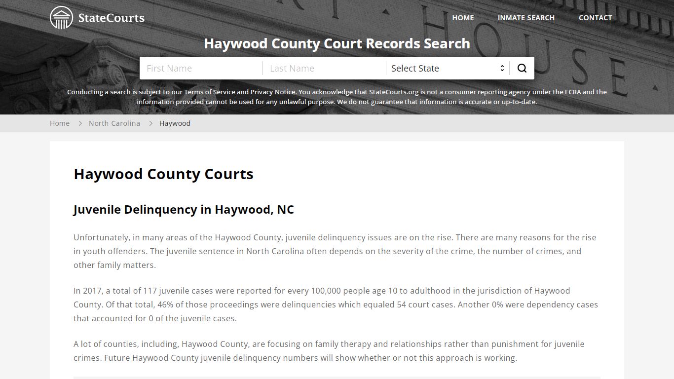 Haywood County, NC Courts - Records & Cases - StateCourts